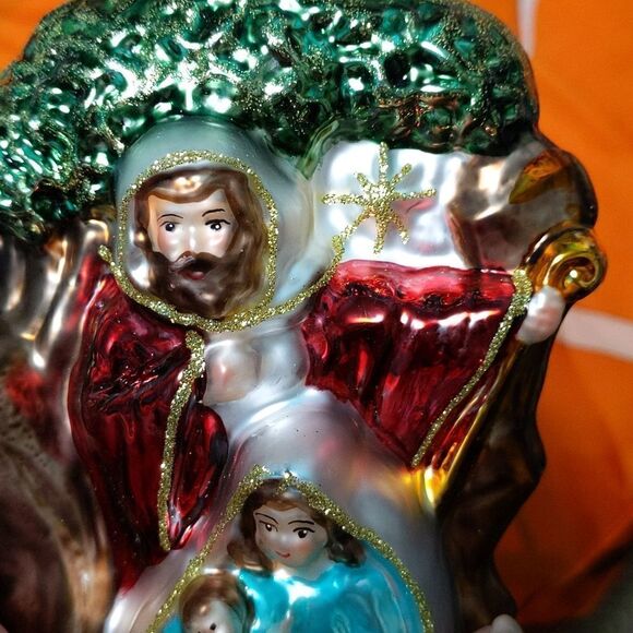 Glass POLAND mouth BLOWN hand painted CHRISTMAS ORNAMENT Nativity - Picture 5 of 8